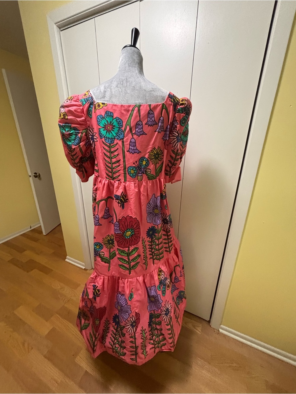 Pink Floral Puff-Sleeve Dress by Mary Benson - Picture 5 of 6